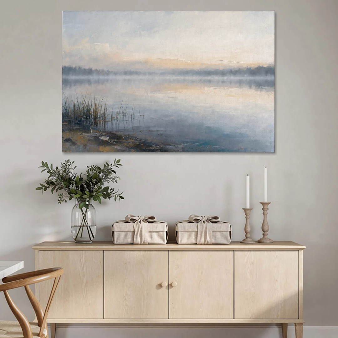 Therapist Office Wall Art of Reeds at Dawn - Canvas Wall Art - Coffee Table - 60x40