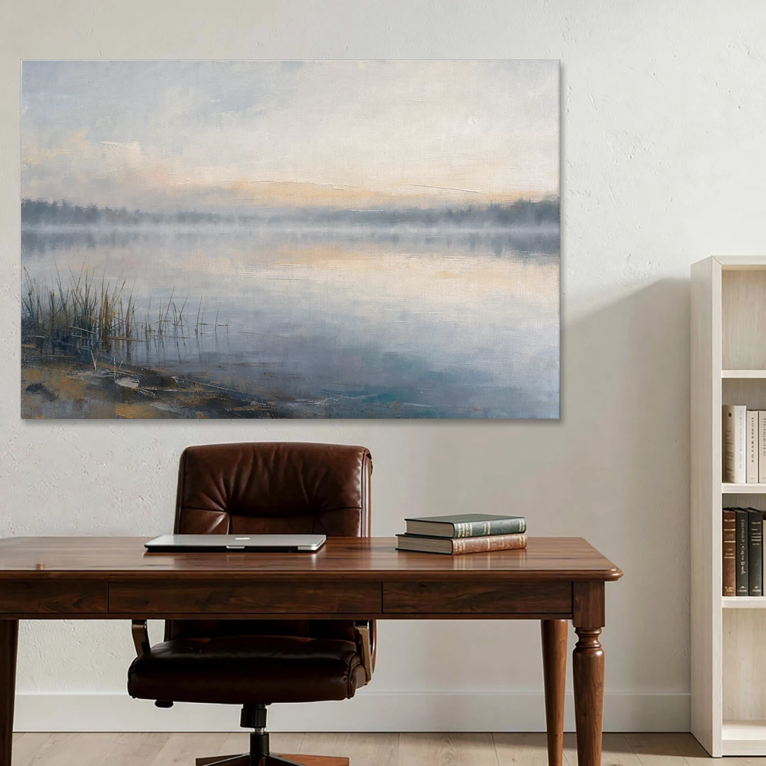 Therapist Office Wall Art of Reeds at Dawn - Canvas Wall Art - Office - 60x40