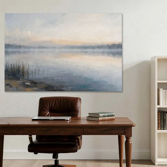 Therapist Office Wall Art of Reeds at Dawn - Canvas Wall Art - Office - 60x40
