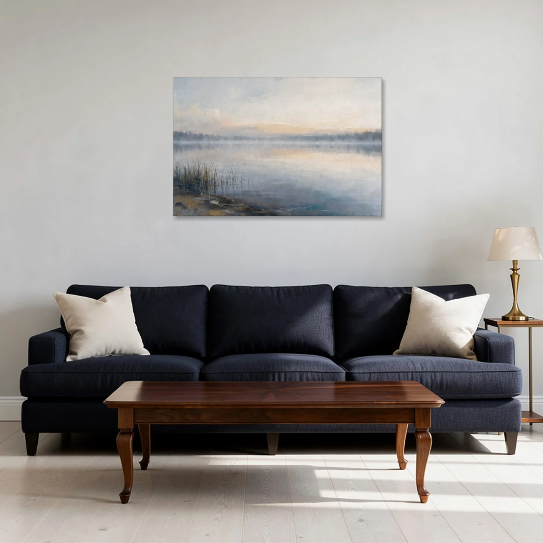 Therapist Office Wall Art of Reeds at Dawn - Canvas Wall Art - Sofa - 36x24