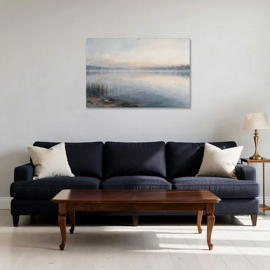 Therapist Office Wall Art of Reeds at Dawn - Canvas Wall Art - Sofa - 36x24