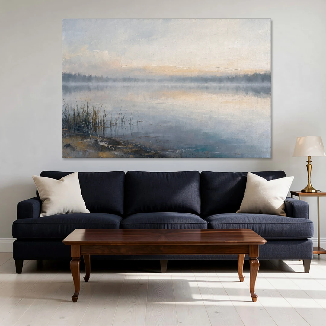 Therapist Office Wall Art of Reeds at Dawn - Canvas Wall Art - Sofa - 60x40