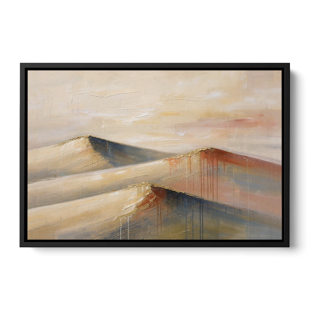 Three Abstract Terracotta Dune Crests - Black Framed Canvas Wall Art - Front