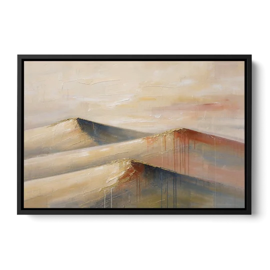 Three Abstract Terracotta Dune Crests - Black Framed Canvas Wall Art - Front