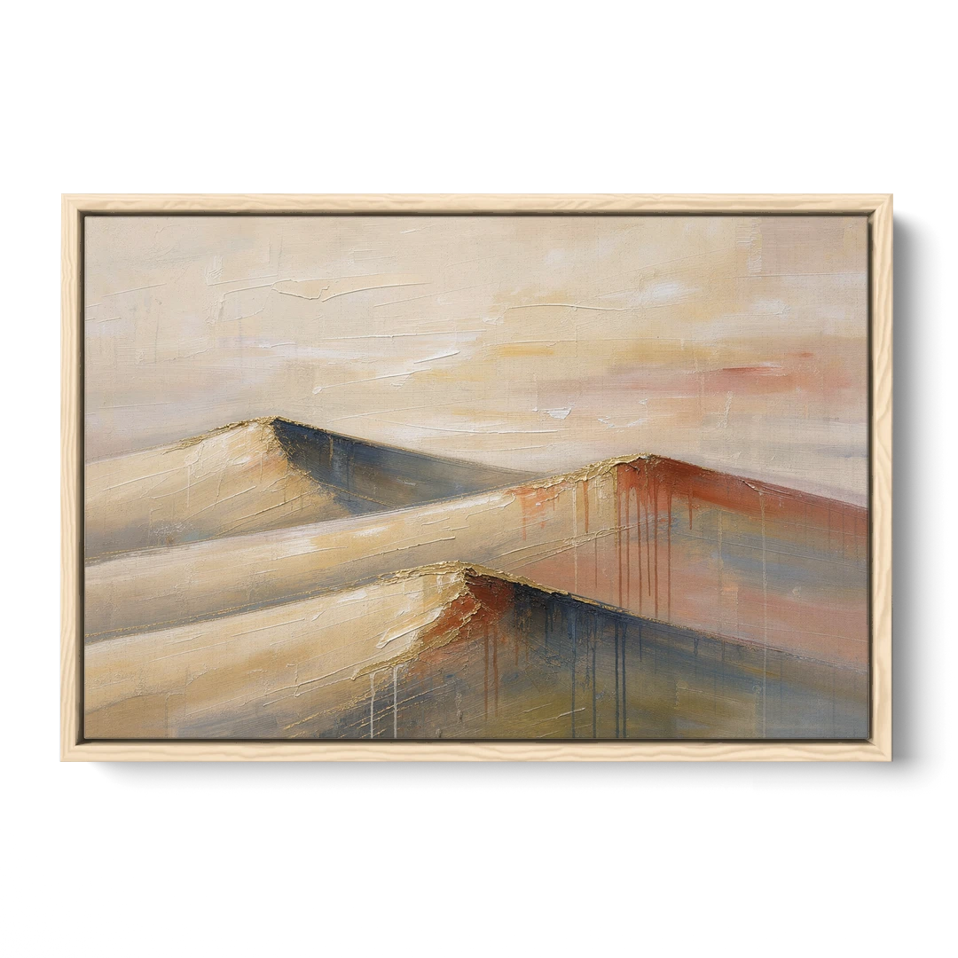 Three Abstract Terracotta Dune Crests - Oak Framed Canvas Wall Art - Front