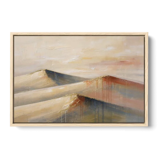 Three Abstract Terracotta Dune Crests - Oak Framed Canvas Wall Art - Front