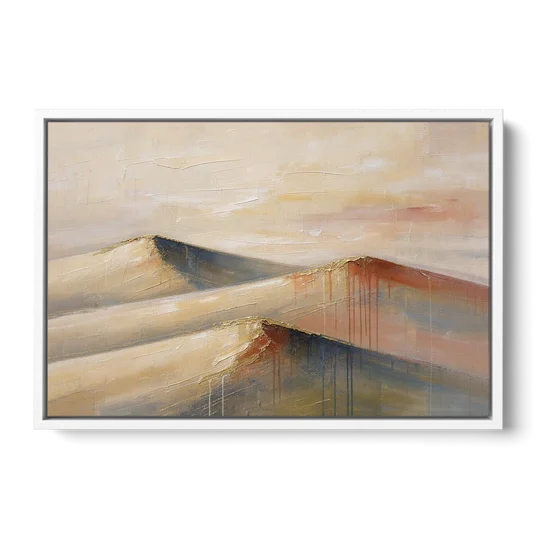 Three Abstract Terracotta Dune Crests - White Framed Canvas Wall Art - Front