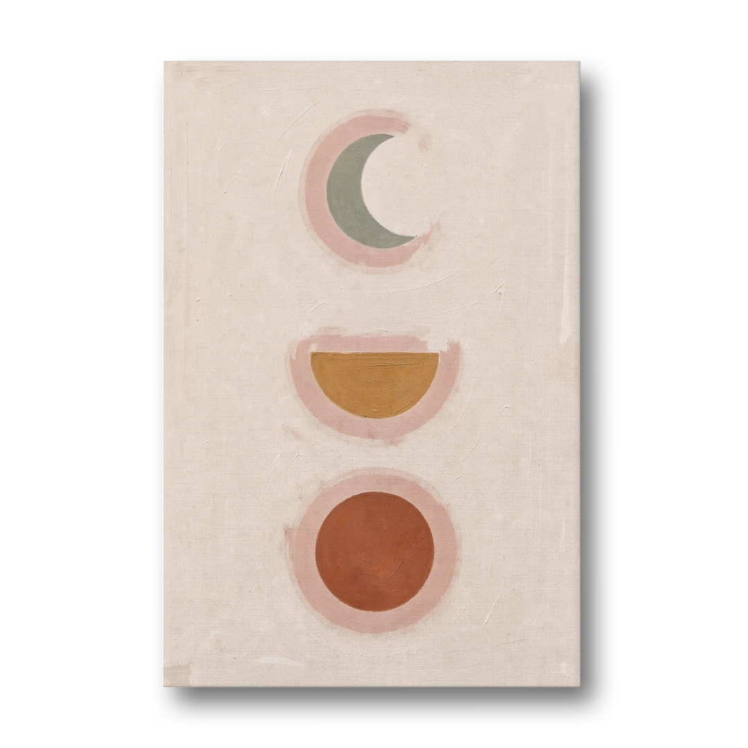 Three Moon Phases Stacked in Earth Tones - Canvas Wall Art - Front