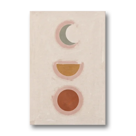 Three Moon Phases Stacked in Earth Tones - Canvas Wall Art - Front