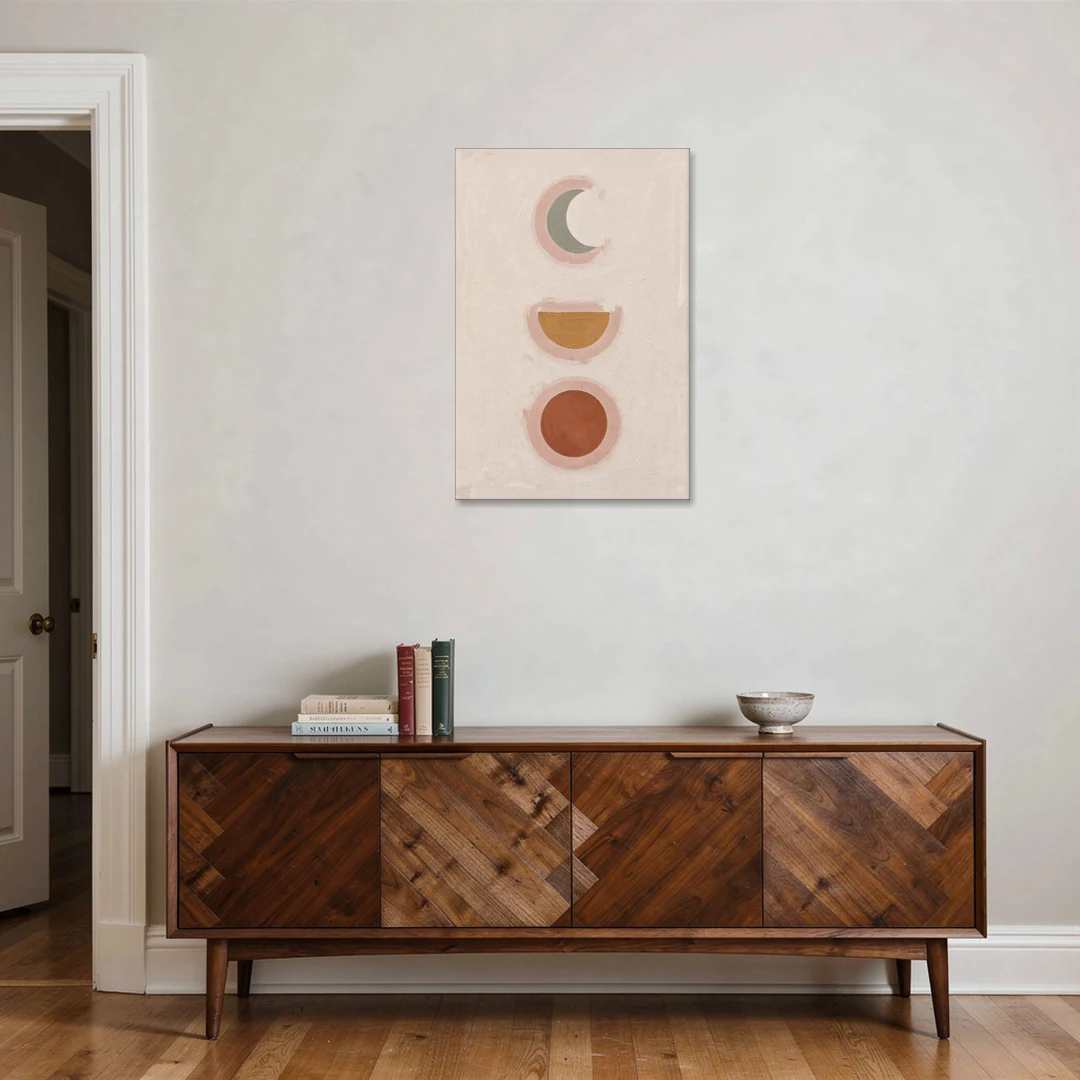 Three Moon Phases Stacked in Earth Tones - Canvas Wall Art - Coffee Table - 24x36