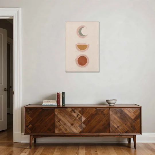 Three Moon Phases Stacked in Earth Tones - Canvas Wall Art - Coffee Table - 24x36