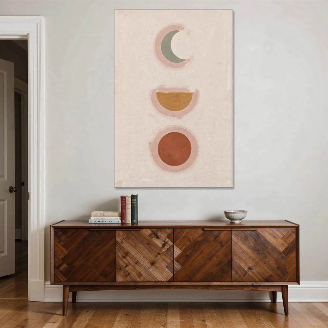 Three Moon Phases Stacked in Earth Tones - Canvas Wall Art - Coffee Table - 40x60