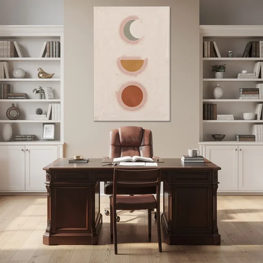 Three Moon Phases Stacked in Earth Tones - Canvas Wall Art - Office - 40x60