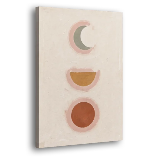 Three Moon Phases Stacked in Earth Tones - Canvas Wall Art - Side