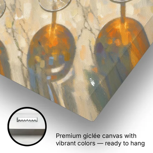 Three Orange Spritz Glasses in Dappled Sunlight - Canvas Wall Art - Gallery Wrap Corner