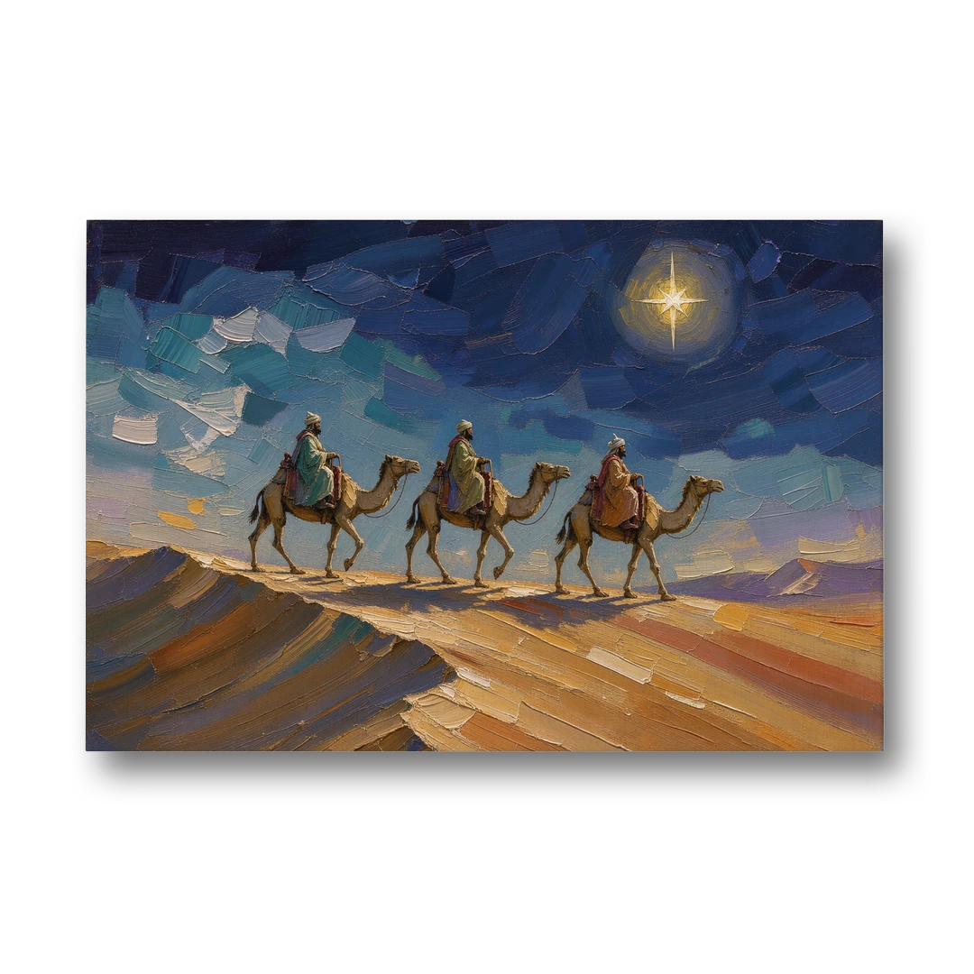 Three Wise Men Painting Along the Dune - Canvas Wall Art - Front