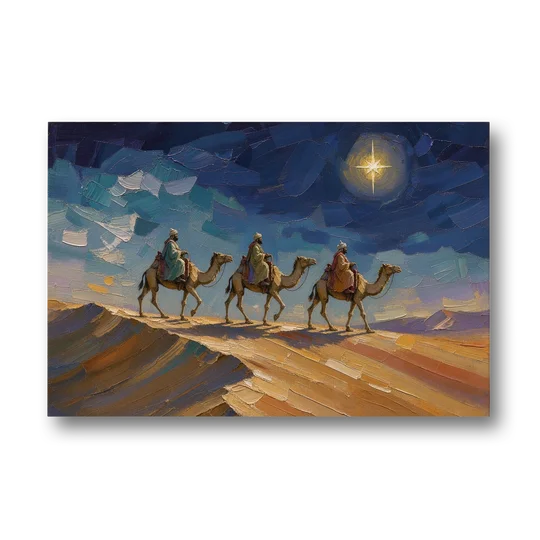 Three Wise Men Painting Along the Dune - Canvas Wall Art - Front