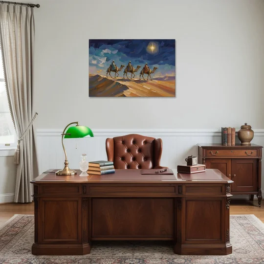 Three Wise Men Painting Along the Dune - Canvas Wall Art - Office - 36x24