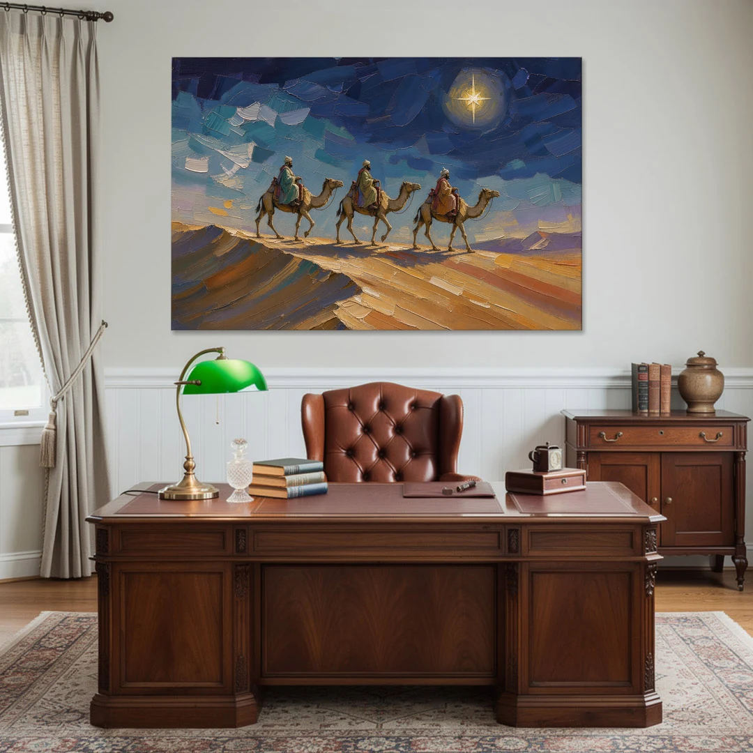 Three Wise Men Painting Along the Dune - Canvas Wall Art - Office - 60x40