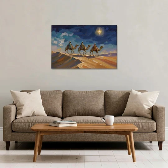 Three Wise Men Painting Along the Dune - Canvas Wall Art - Sofa - 36x24