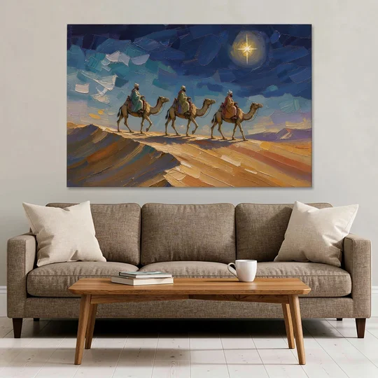 Three Wise Men Painting Along the Dune - Canvas Wall Art - Sofa - 60x40