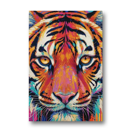Tiger Eyes Painting in Electric Strokes - Canvas Wall Art - Front