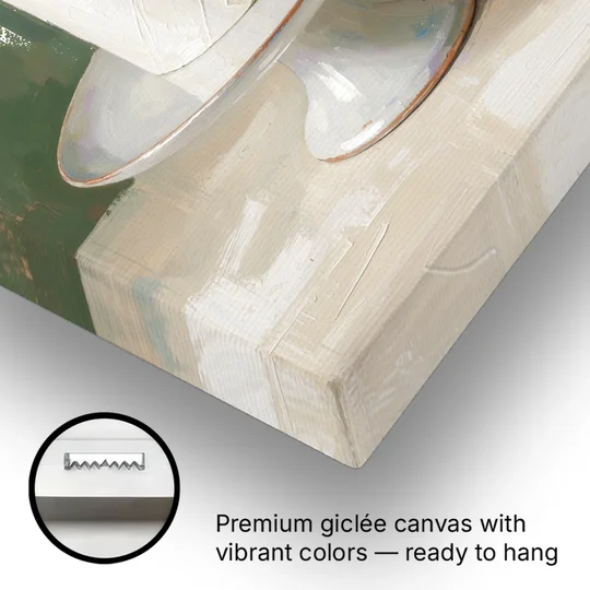 Toilet Paper Painting with Chamomile on a Cake Stand - Canvas Wall Art - Gallery Wrap Corner
