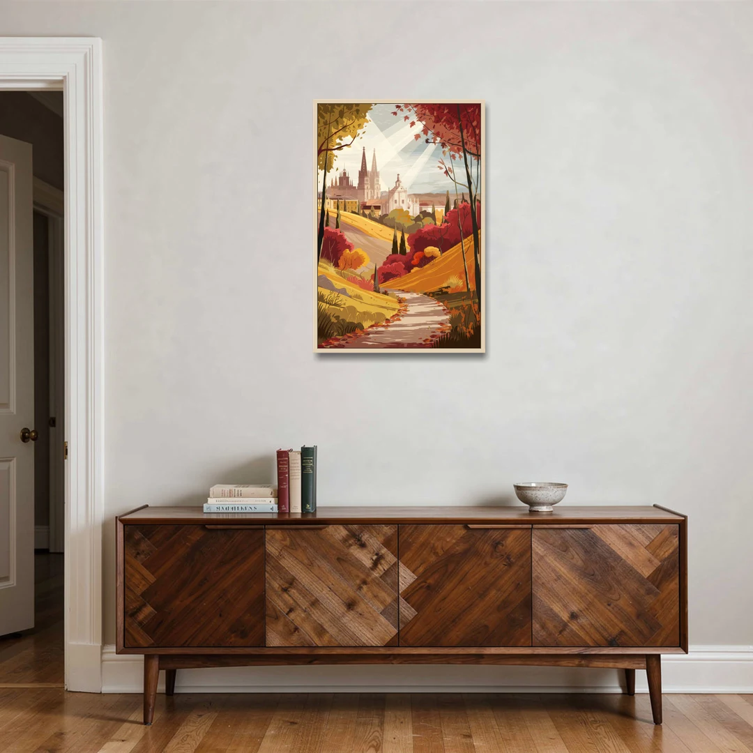 Toledo Autumn Landscape - Oak Framed Canvas Wall Art - Coffee Table - 24x36