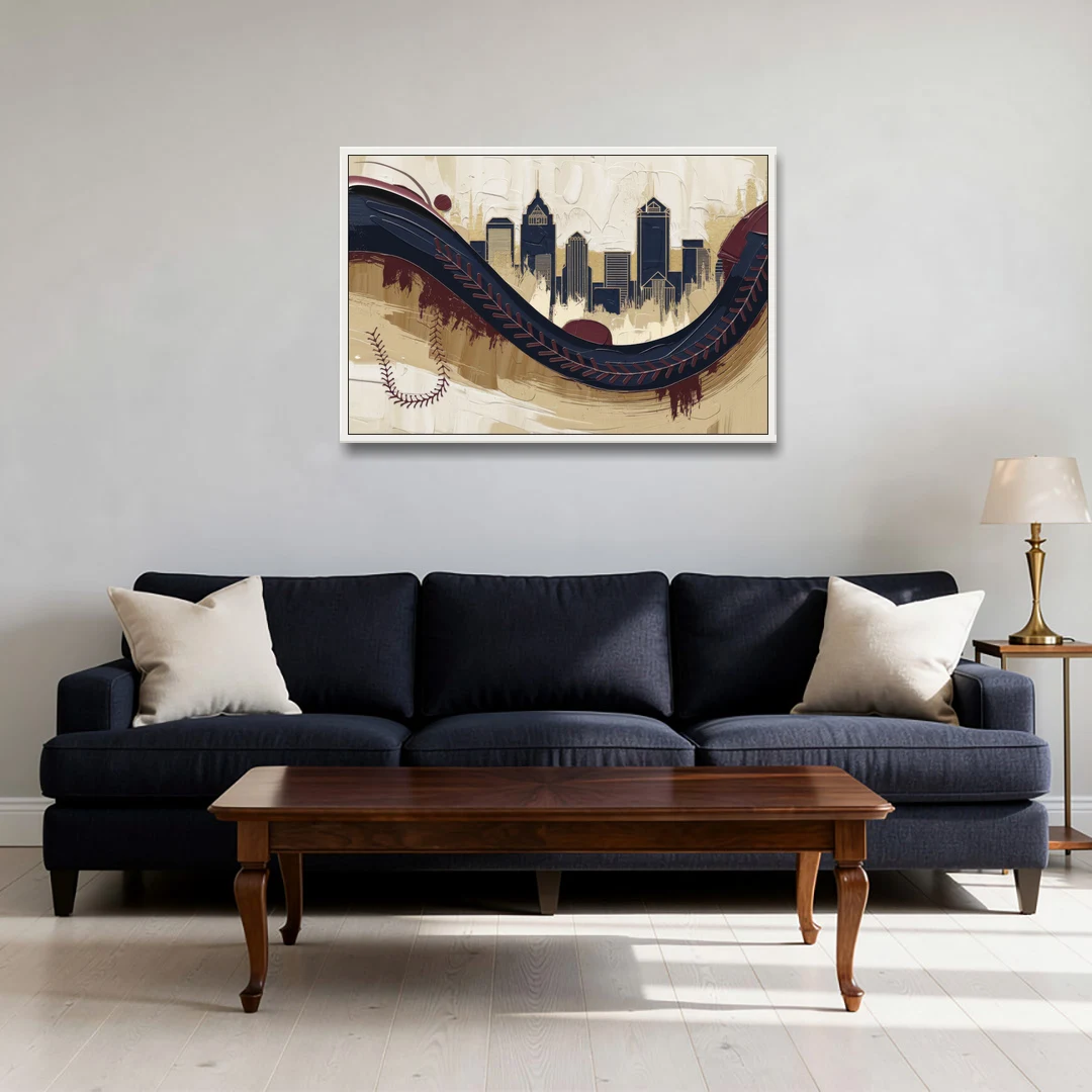 Toledo Mud Hens Baseball - White Framed Canvas Wall Art - Sofa - 36x24