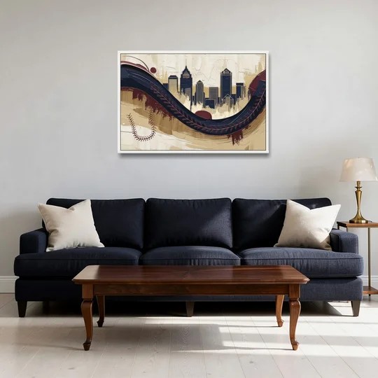 Toledo Mud Hens Baseball - White Framed Canvas Wall Art - Sofa - 36x24