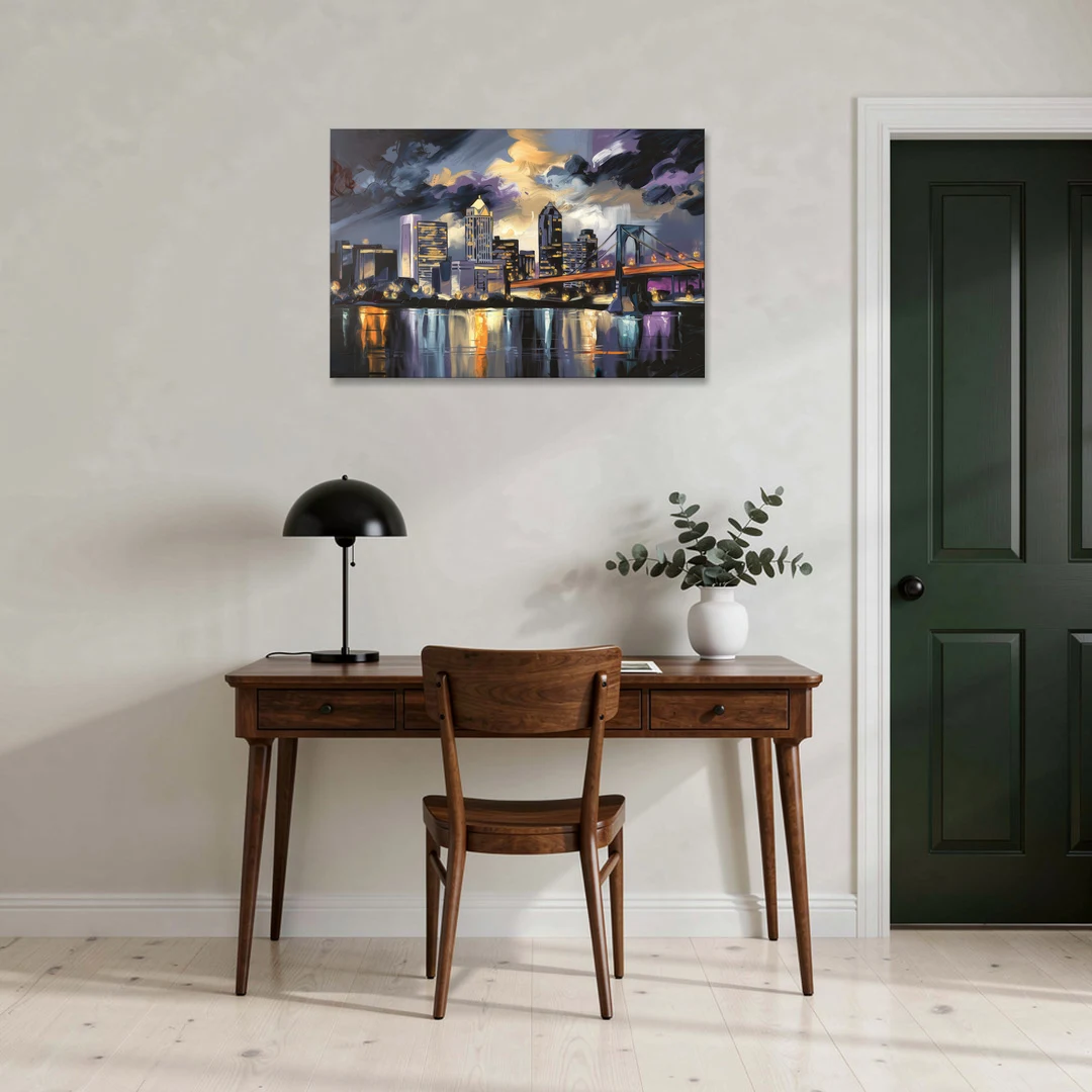 Toledo Nighttime Skyline - Canvas Wall Art - Office - 36x24