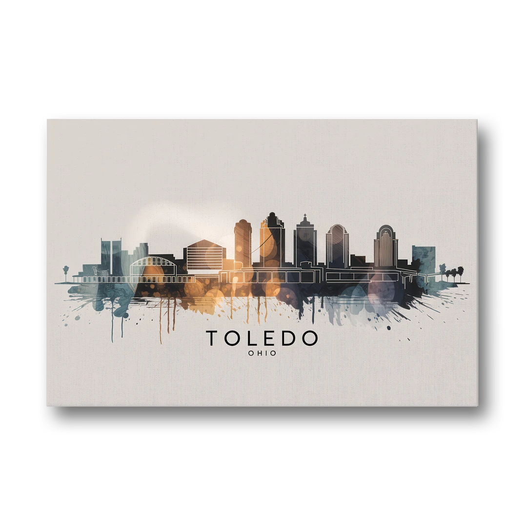 Toledo Skyline Panorama - Canvas Wall Art - Front