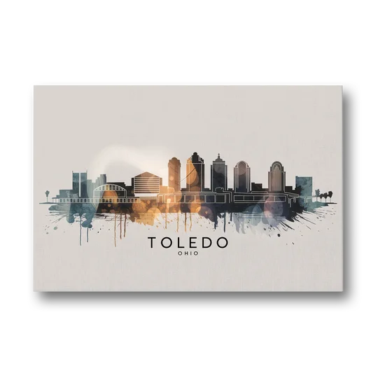 Toledo Skyline Panorama - Canvas Wall Art - Front