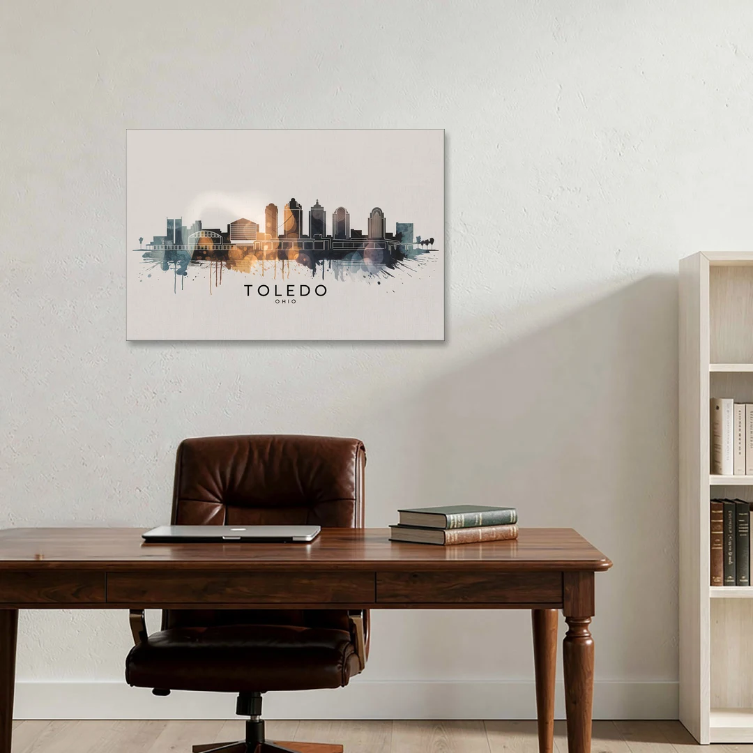 Toledo Skyline Panorama - Canvas Wall Art - Office - 36x24