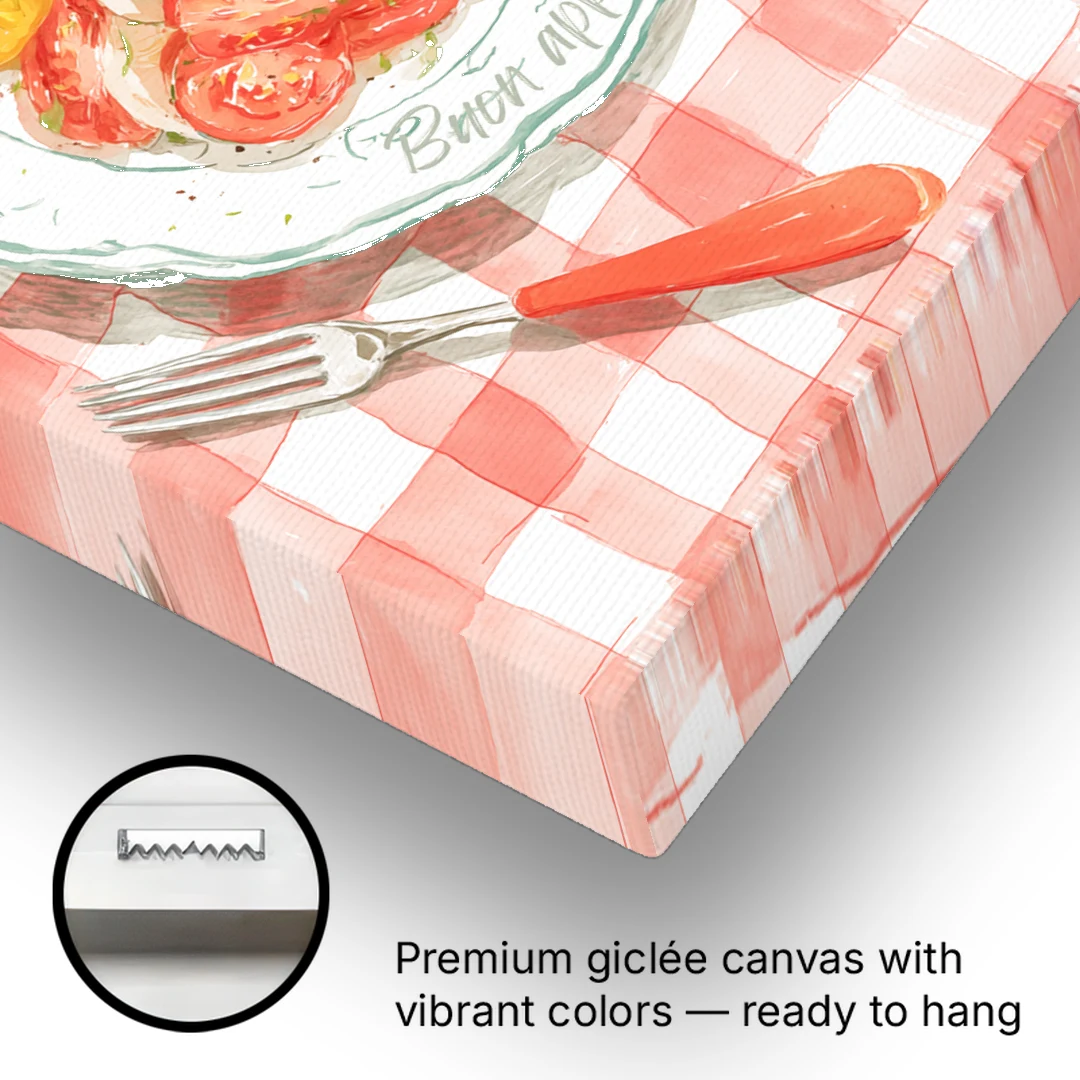 Tomato Painting of a Caprese Salad - Canvas Wall Art - Gallery Wrap Corner
