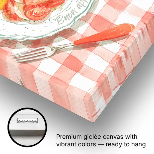 Tomato Painting of a Caprese Salad - Canvas Wall Art - Gallery Wrap Corner