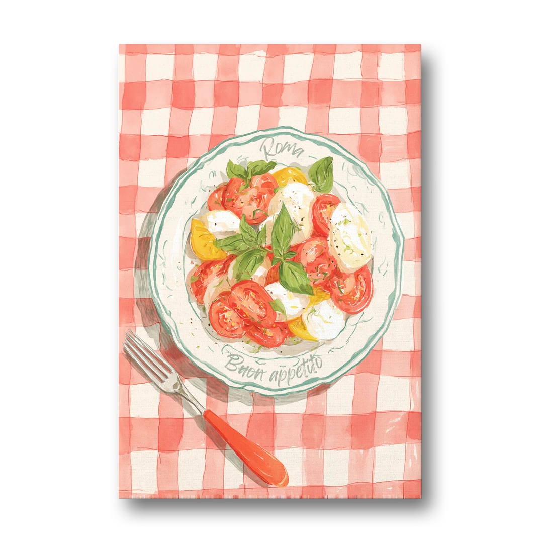 Tomato Painting of a Caprese Salad - Canvas Wall Art - Front