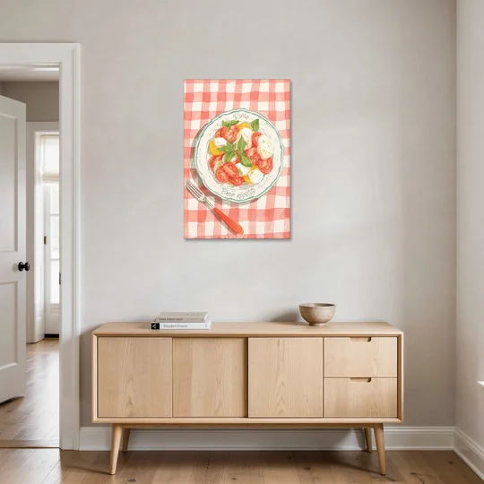 Tomato Painting of a Caprese Salad - Canvas Wall Art - Coffee Table - 24x36