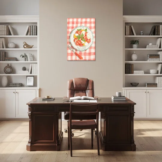 Tomato Painting of a Caprese Salad - Canvas Wall Art - Office - 24x36