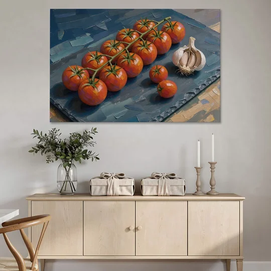 Tomato Painting on a Slate Board - Canvas Wall Art - Coffee Table - 60x40