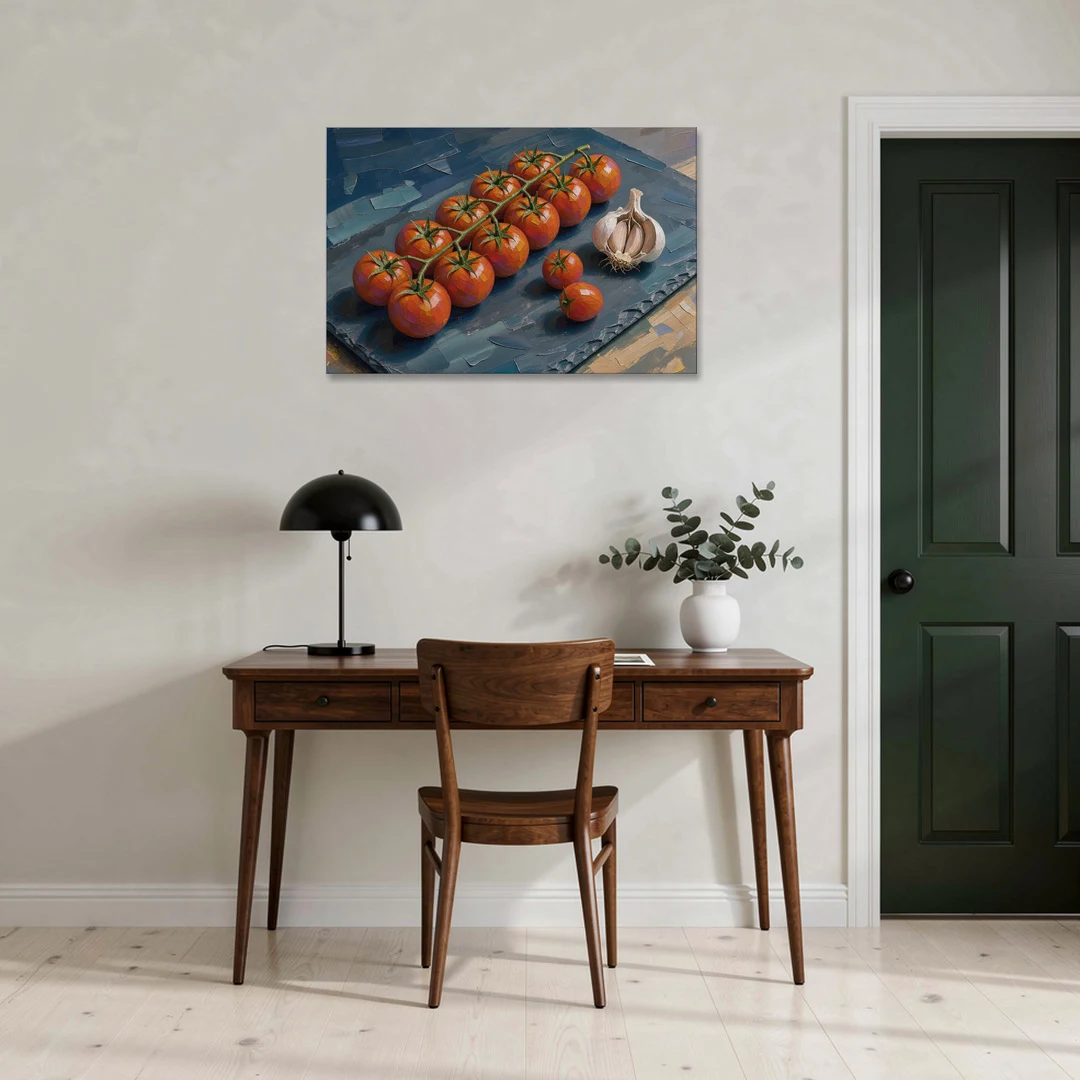 Tomato Painting on a Slate Board - Canvas Wall Art - Office - 36x24
