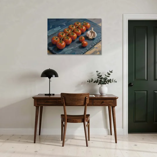 Tomato Painting on a Slate Board - Canvas Wall Art - Office - 36x24