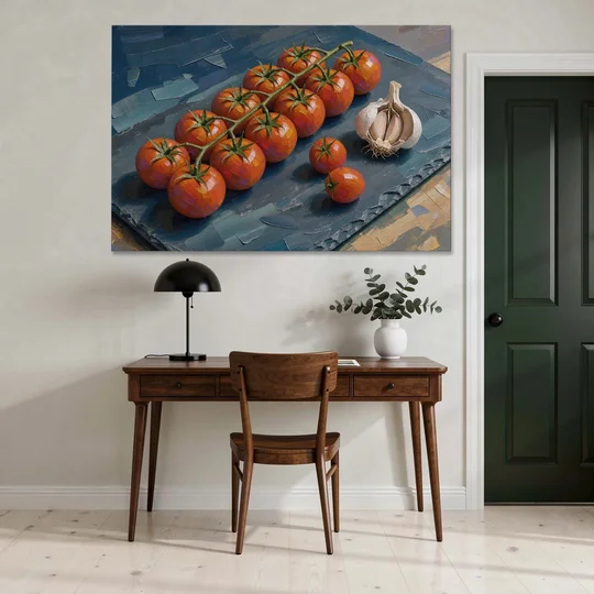 Tomato Painting on a Slate Board - Canvas Wall Art - Office - 60x40