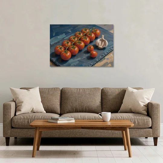 Tomato Painting on a Slate Board - Canvas Wall Art - Sofa - 36x24