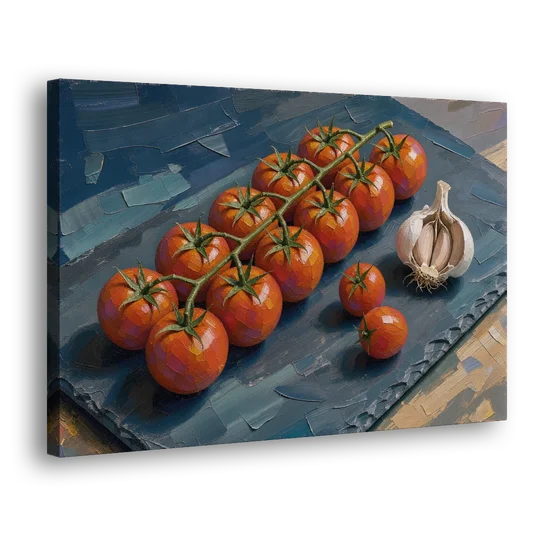 Tomato Painting on a Slate Board - Canvas Wall Art - Side