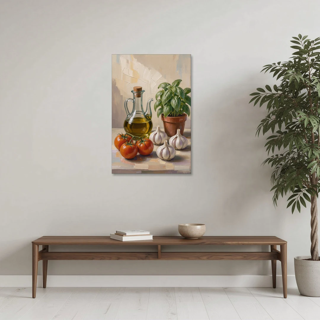 Tomatoes, Garlic and Basil for the Kitchen - Canvas Wall Art - Coffee Table - 24x36