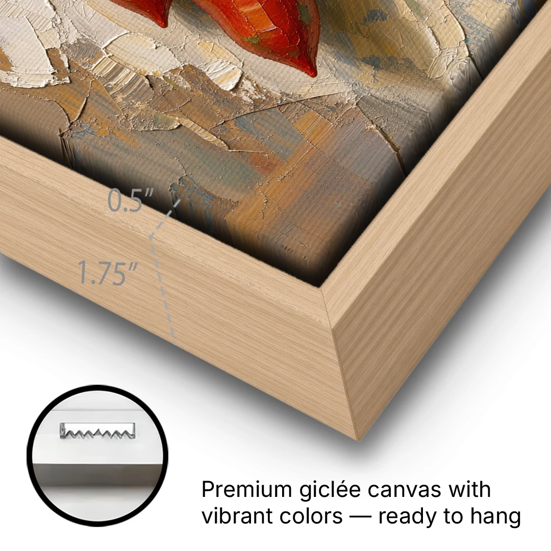 Tomatoes Wall Art on an Iron Hook - Oak Framed Canvas Wall Art - Gallery Wrap Corner