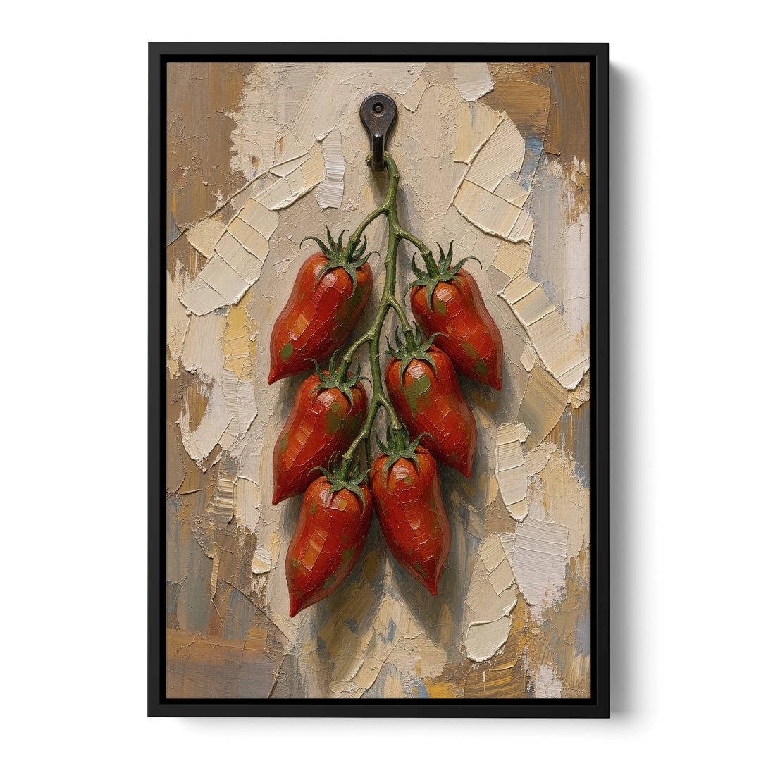 Tomatoes Wall Art on an Iron Hook - Black Framed Canvas Wall Art - Front