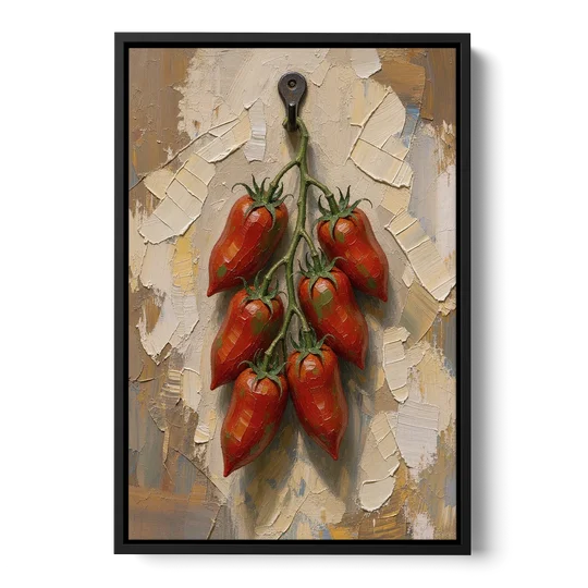 Tomatoes Wall Art on an Iron Hook - Black Framed Canvas Wall Art - Front