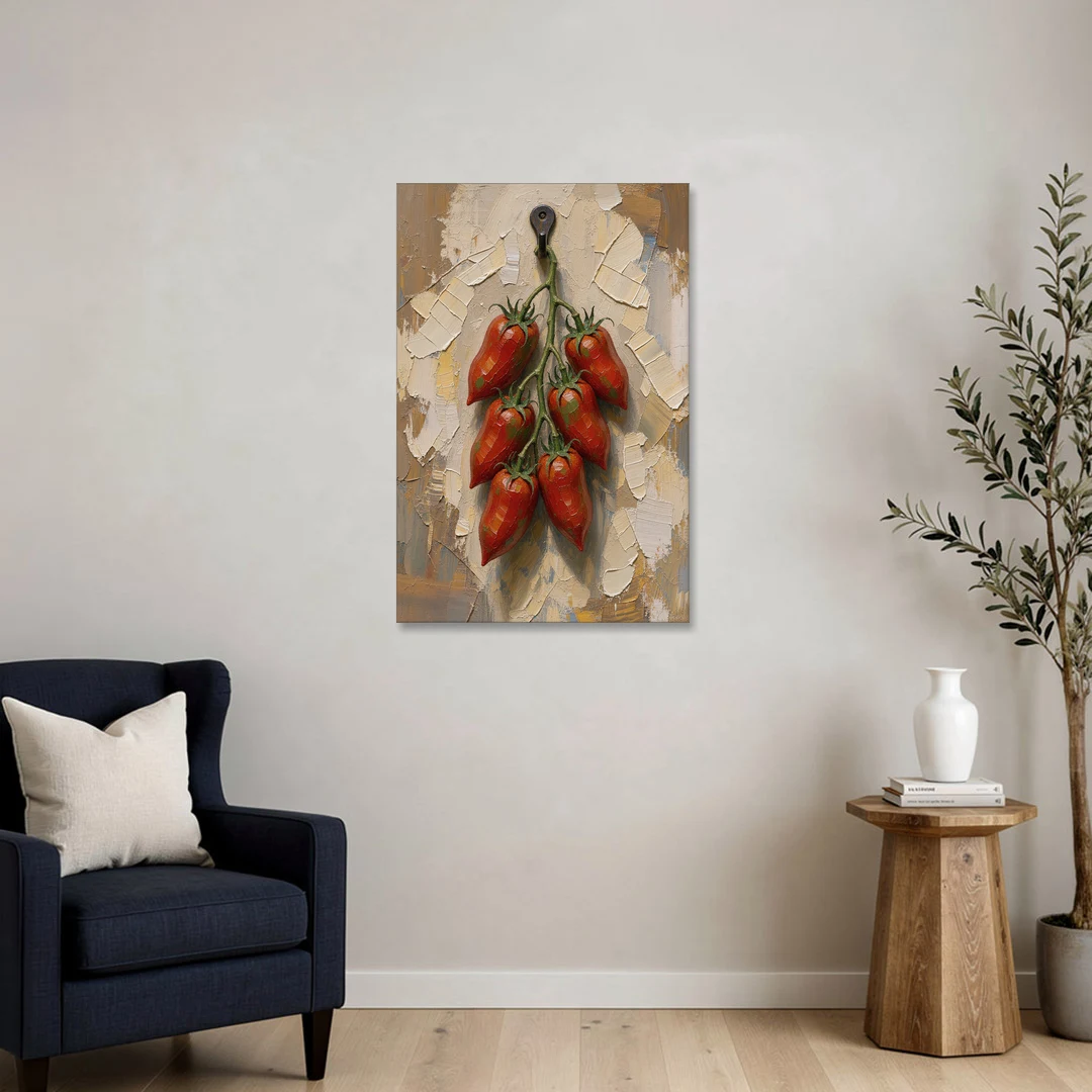 Tomatoes Wall Art on an Iron Hook - Canvas Wall Art - Sofa - 24x36